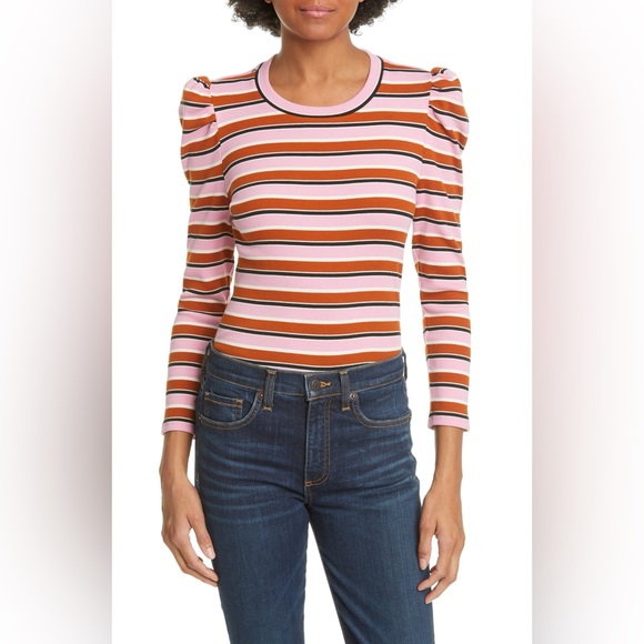 Veronica Beard Tops - Veronica Beard Britney Striped Puff Sleeved Top